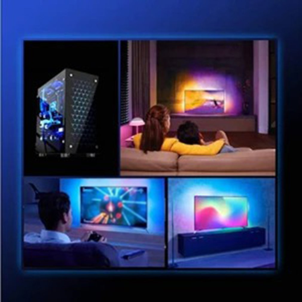【Aesth Diary Store】DIY Ambilight Dream Screen USB LED Strips Computer Monitor LCD Screen USB Background LED Strip - black. 