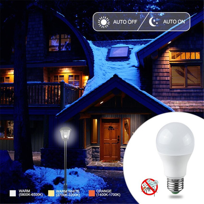 Led Sensor Lamp 220V 110V Dusk to Dawn Light Bulb E27 B22 IP44 Auto ON/OFF with Sensor Smart Light Bulb 10W 15W Day Night Light. 