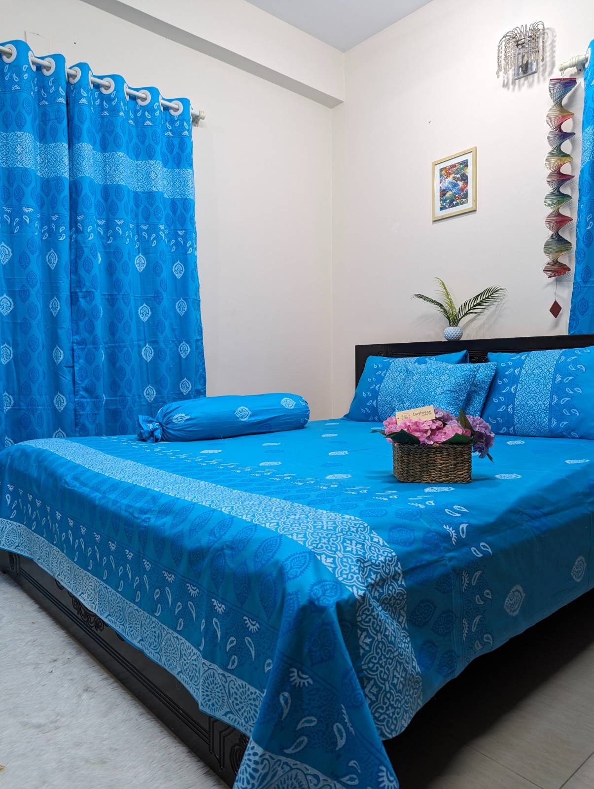 Twill Cotton Luxury Hand Block King Size Bedsheet. 