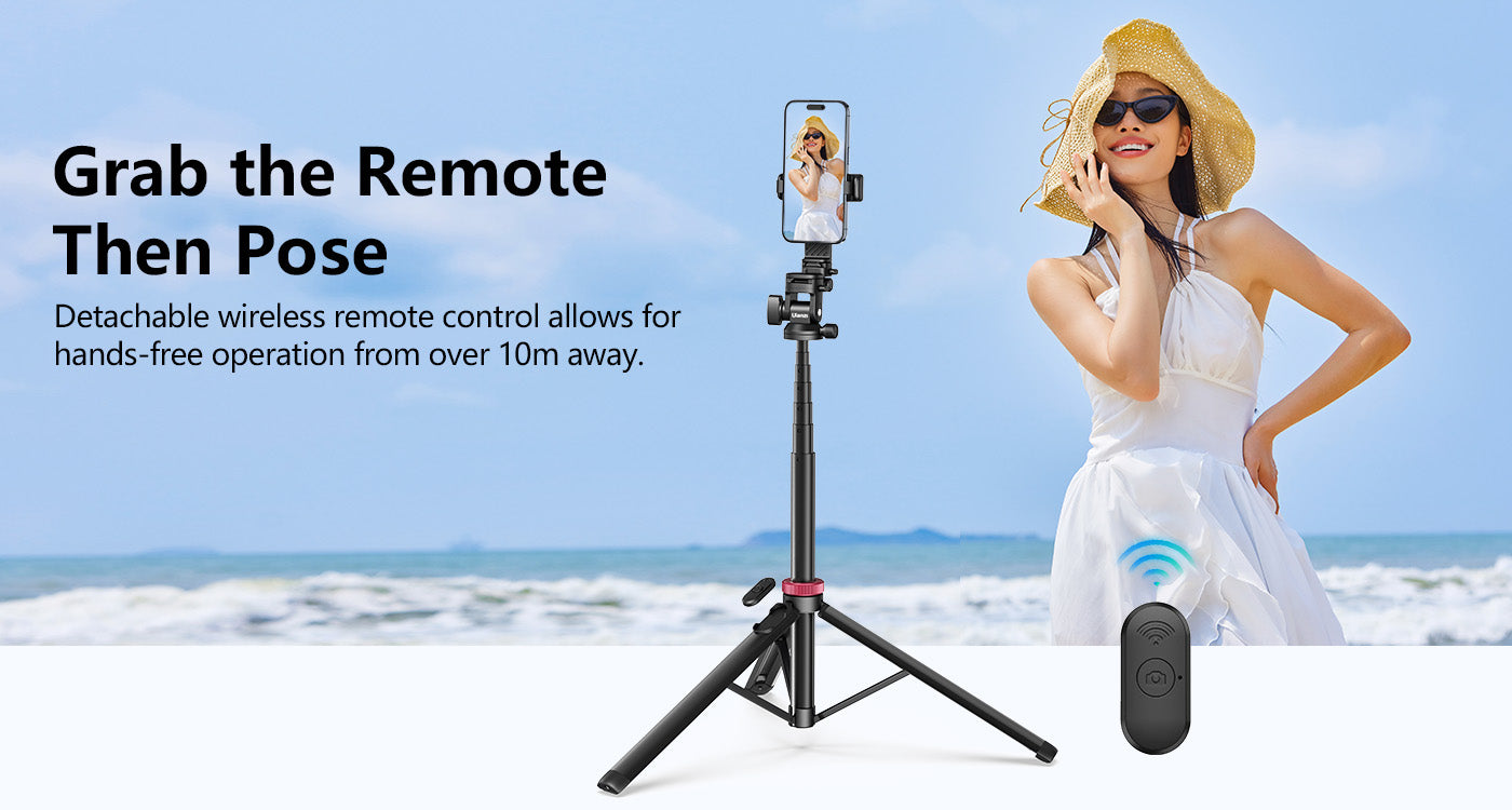 ULANZI MT-78 Extendable Phone Tripod, 72.83" Selfie Stick Phone Camera Tripod Stand with 2 in 1 Phone Clip. 