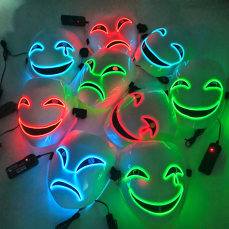Luminous LED Devil Disguise Mask Cosplay Scary Ghost Face Mask Flashing Party Mask For Halloween. 