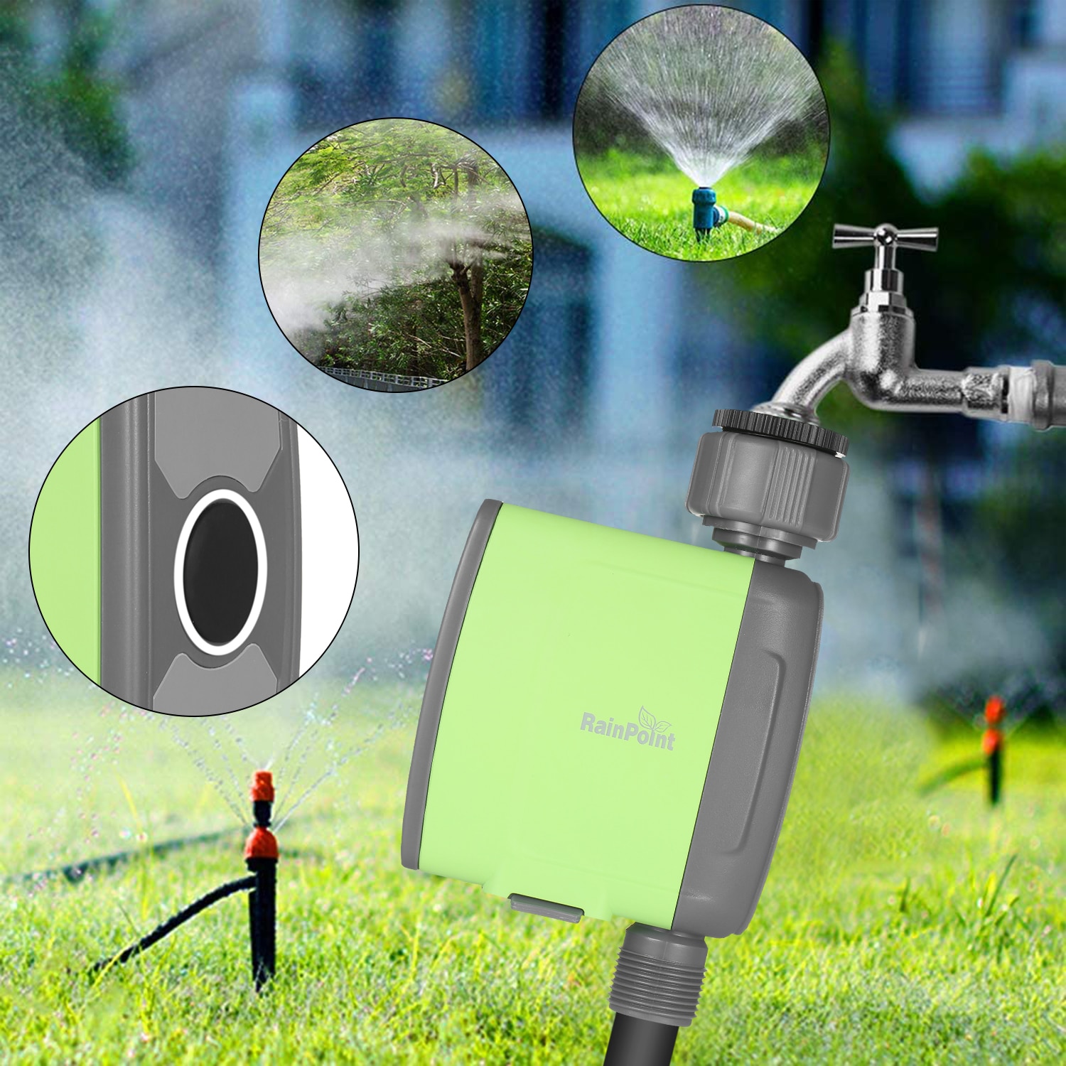 Programmable BT WiFi Water Timer Hose Faucet Timer Outdoor  Operated Water Flow Meter Automatic Watering Sprinkler System. 