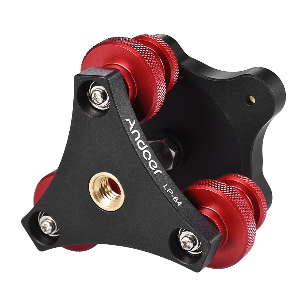 LP-64 Tripod Leveling Base Tri-wheel Precision Leveler with Bubble Level 3/8. 