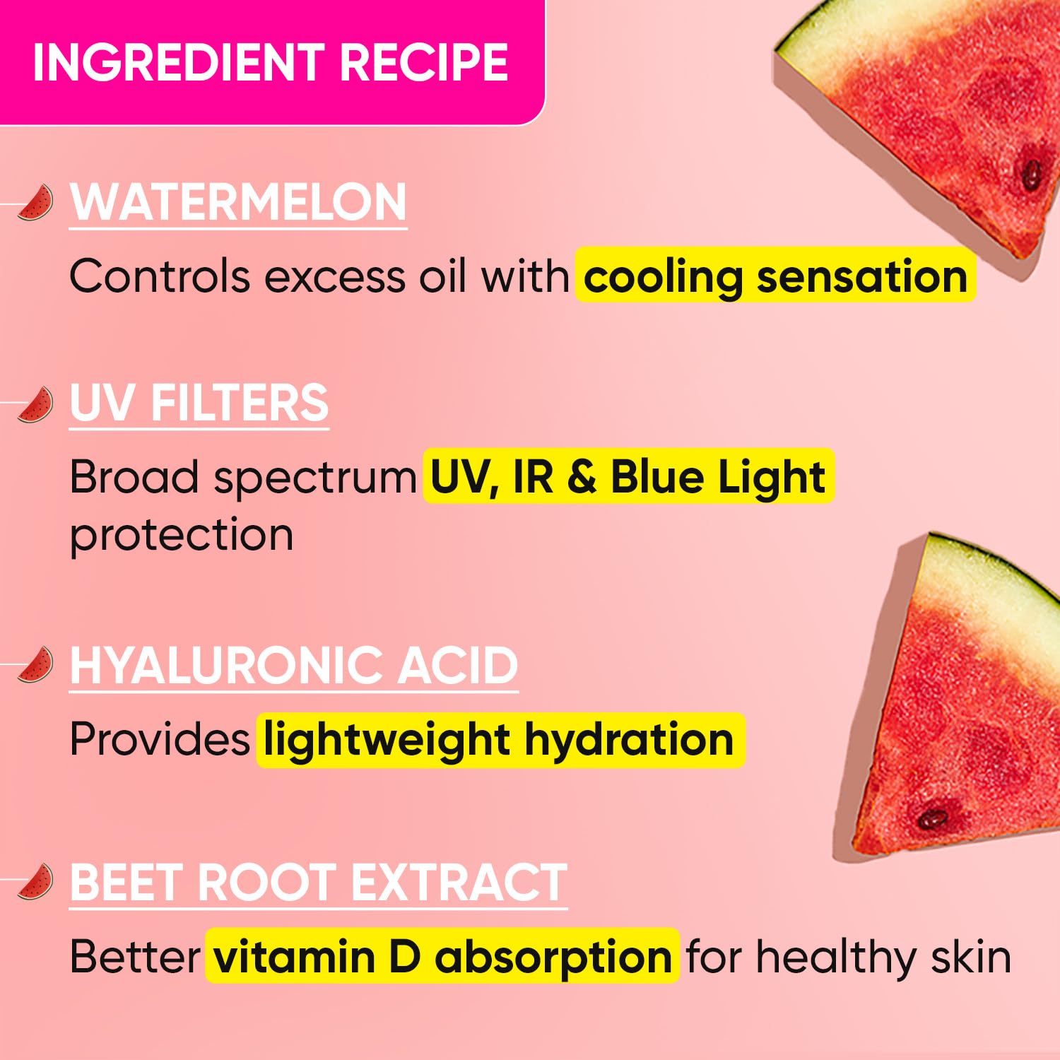 Dot & Key Watermelon Hyaluronic Cooling Sunscreen SPF 50 PA+++ -50 gram(seal open box). 