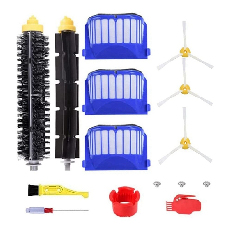 Replacement Parts Compatible for iRobot Roomba 675 677 671 655 645 Filter,Side Brush,Bristle and Flexible Beater Brush. 