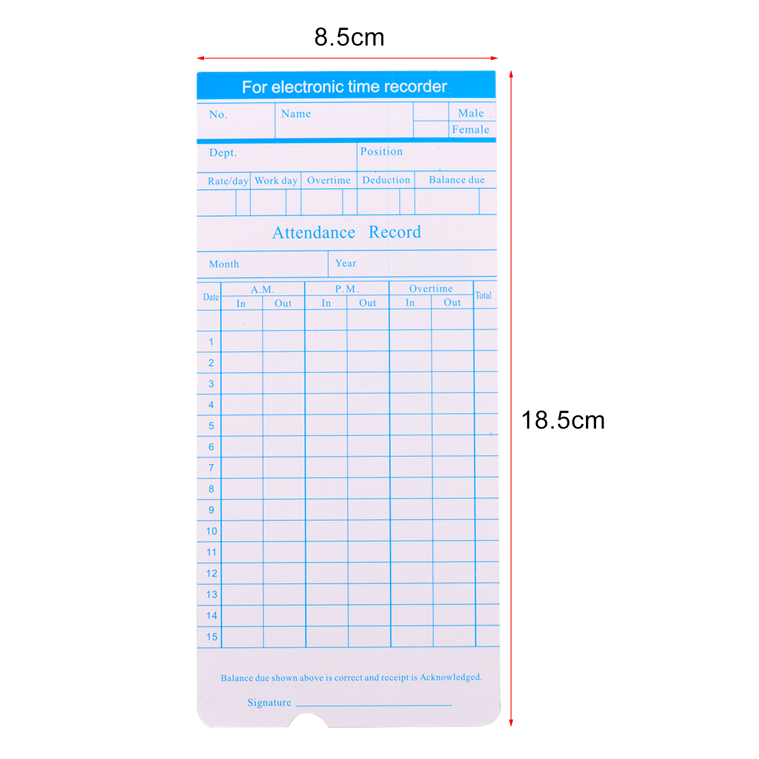 90pcs/ Pack Time Cards Timecards Monthly 2-sided 18 * 8.4cm for Employee Attendance Time Clock Recorder. 