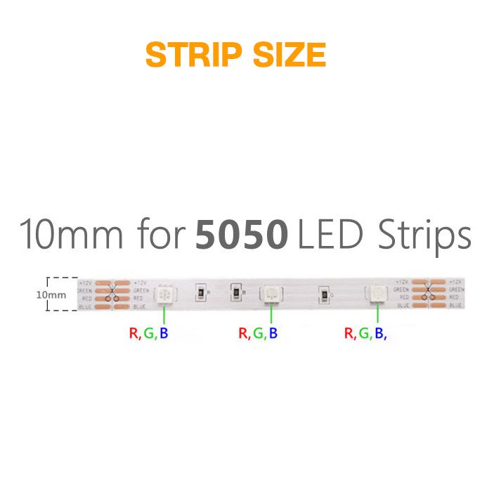 RGB 10mm SMD5050 4-pin Buckles 4-pin pin headers 4-pin double-ended cables 4-pin snaps to RGB L T X Shaped corner kit for SMD5050 Strip Light. 