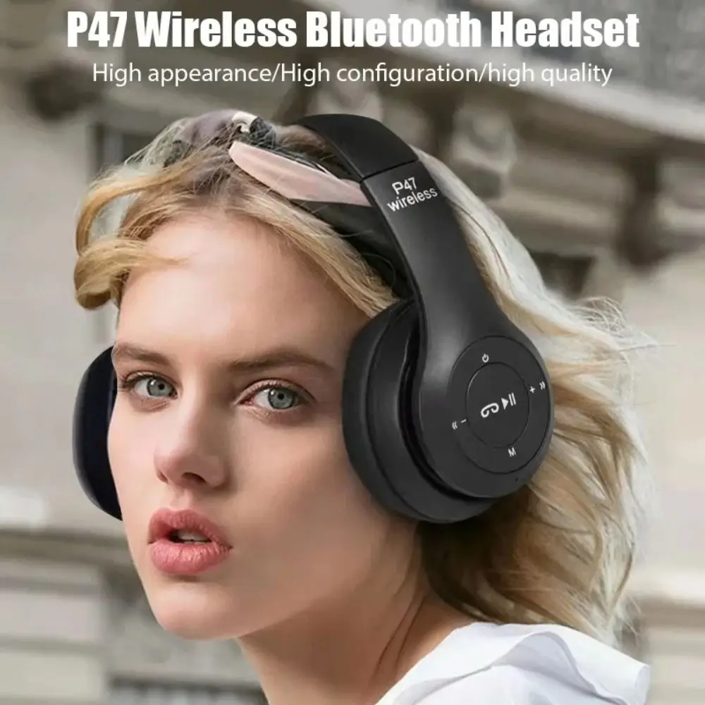 P47 Wireless Headset with Clear Stereo Sound and Bluetooth 5.0 Foldable and Feature-Rich Audio Headphones Solution Neckband. 