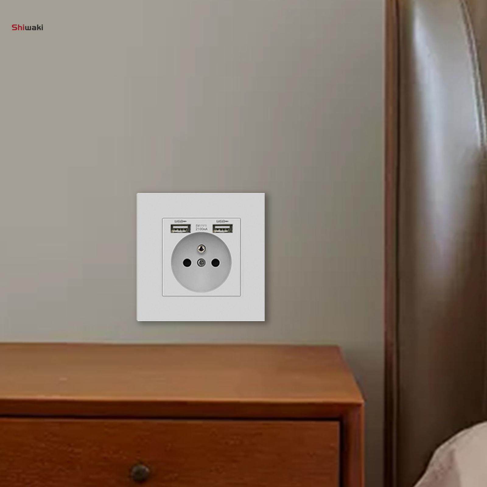 EU Power Socket With USB Home Wall Dual Plug 5A. 