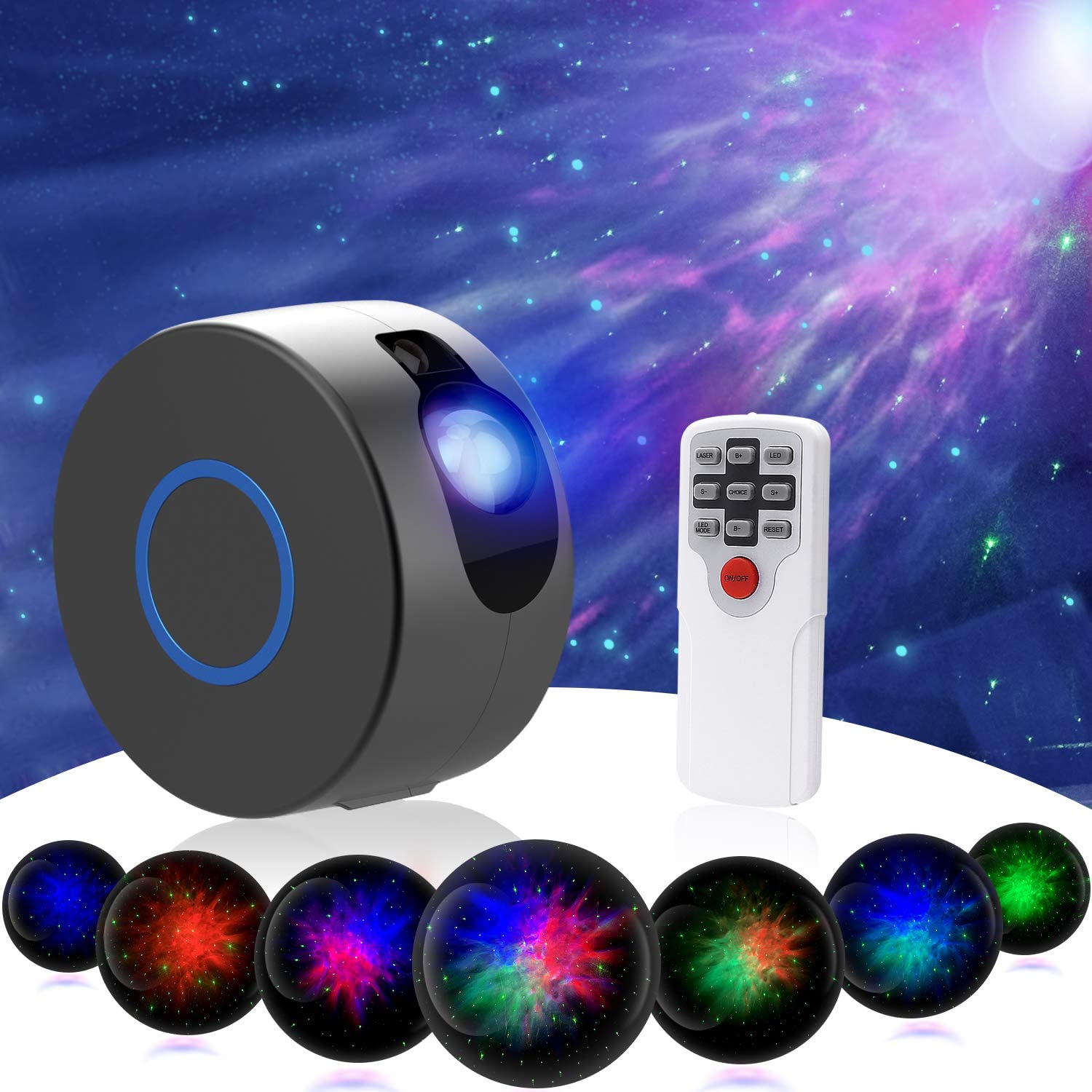 2 in 1 aurora starry sky projector 7 color night light star projector galaxy ocean nebula lamp with remote control for kids. 