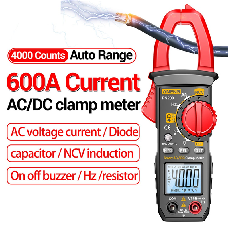 ANENG PN200 Digital Clamp Meter DC/AC 600A Current 4000 Counts.
