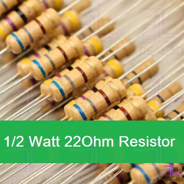 25Pcs - 1/2 Watt 22 Ohm Resistor 1/2W 22 Ohm Carbon Film Resistor 22 Ohm Half Watt Resistance 0.5 Watt 5% Tolerance Fixed Resistors Passive Components. 