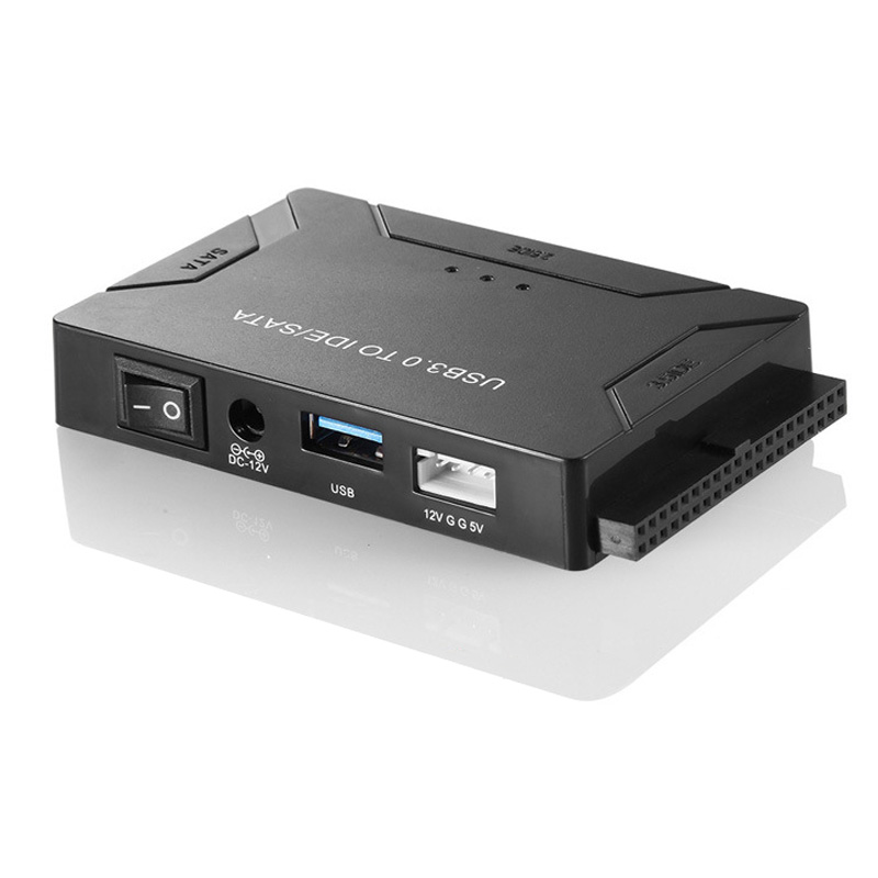 USB SATA IDE Adapter w/ 12V2A Power Cable,2.5 3.5 IDE / SATA HDD to USB 3.0 Converter,2.5 SSD / IDE Hard Drive CD-ROM to USB 3. 