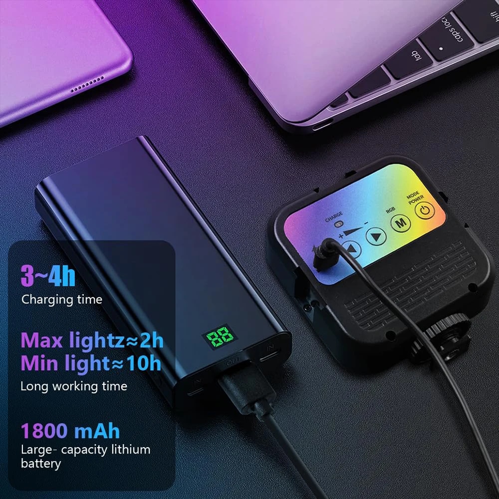 Mini RGB LED Square Soft Light Fill Photography for Cameras Mobile Phone Selfie Poles Live Streaming Selfie Vlog Rechargeable. 
