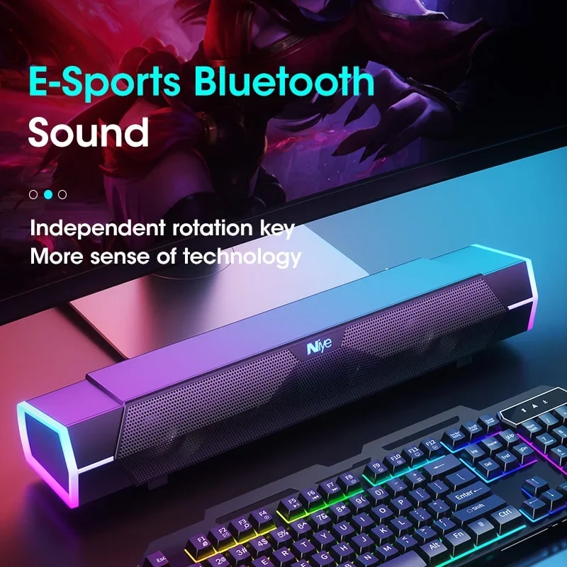 4D Stereo Sound Bar PC Speaker Surround Soundbar Bluetooth Wireless Wired Computer Speakers RGB Subwoofer for Laptop Theater TV. 