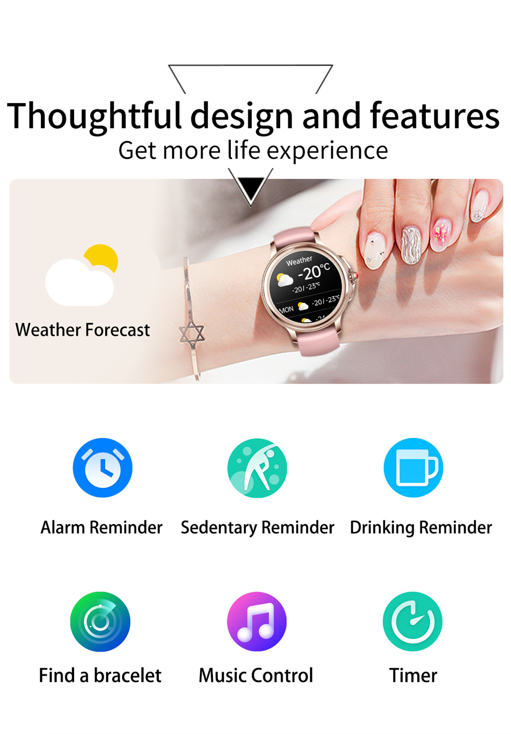 CF96 Smart Watch For Women Bluetooth-compatible Call Waterproof 1.2" Full Touch Screen 100+ Sport Mode Smartwatch Compatible For Android IOS. 