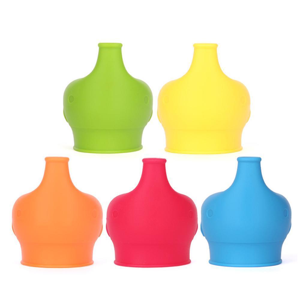 niceEshop Baby Sippy Cup Lids, 3/5PCS Spill Proof BPA Free Elephant Baby Universal Sipper Silicone Toddlers Sippy Lids Fit for Cup Size 2.17''-3.54''. 
