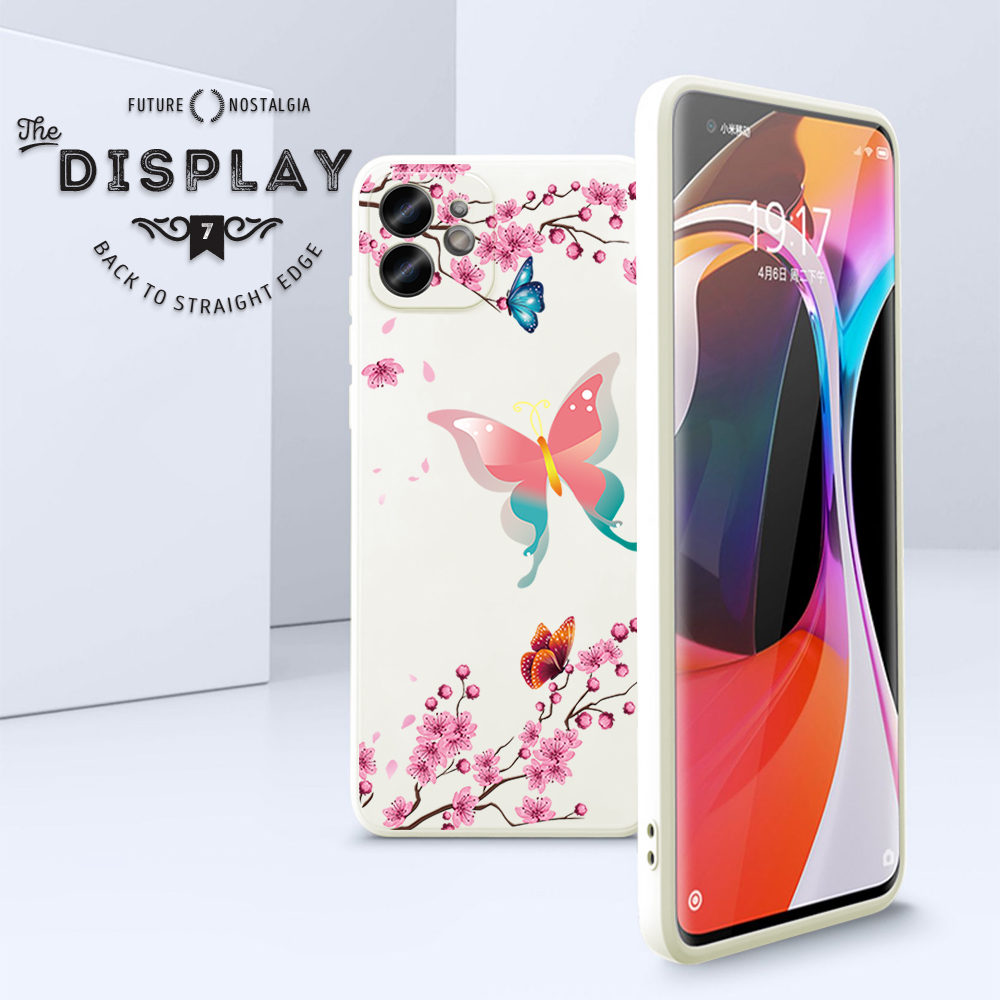 Hontinga for Realme C11 2021 C20 C20A Back Cover Colored Butterflys Side Design Phone Case Square Soft Liquid Silicone Cover. 