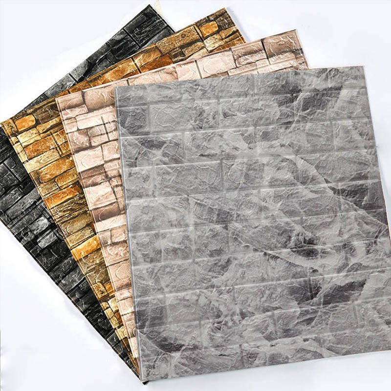 12Pcs 35*30cm High Quality 3D Foam Wall Panel Brick Retro Wallpaper Ceiling Self Adhesive Wallpanel Background Home Decoration