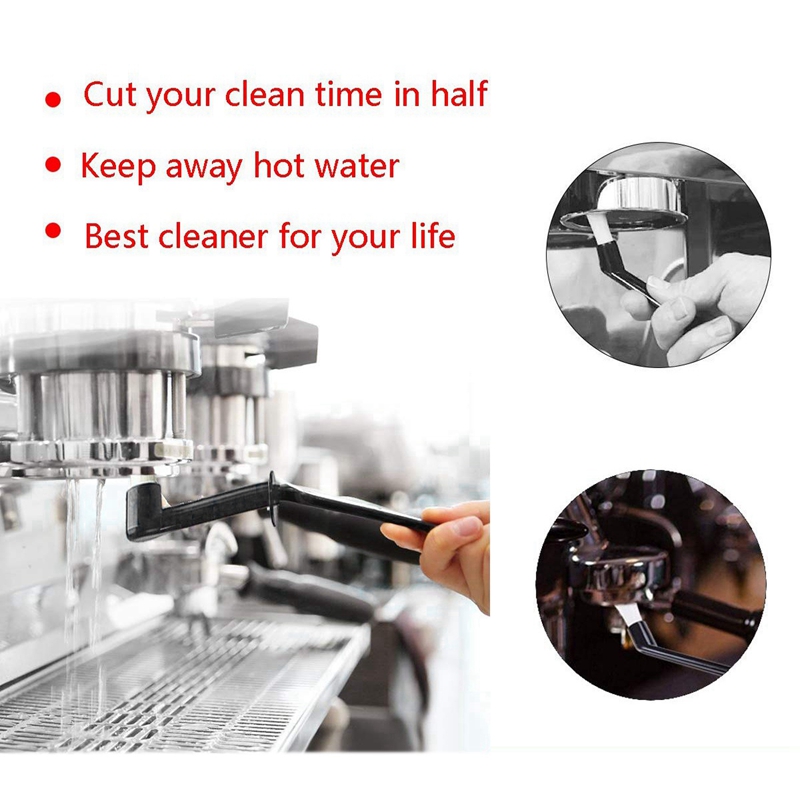 Coffee Machine Cleaning Brush with Spoon Tool Set for Espresso Machine Group Head,Pack of 6,Black. 