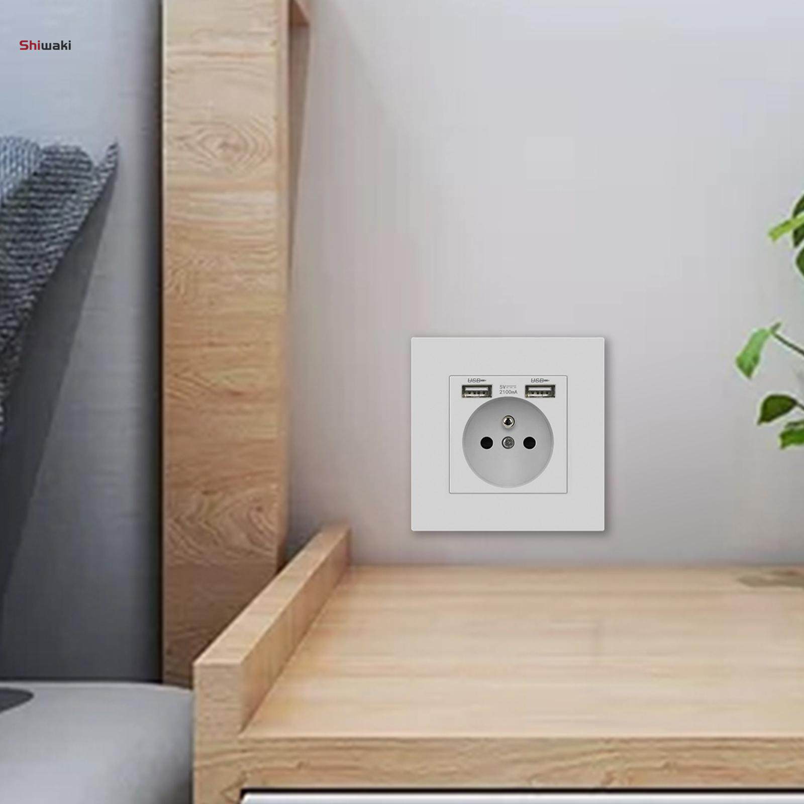EU Power Socket With USB Home Wall Dual Plug 5A. 
