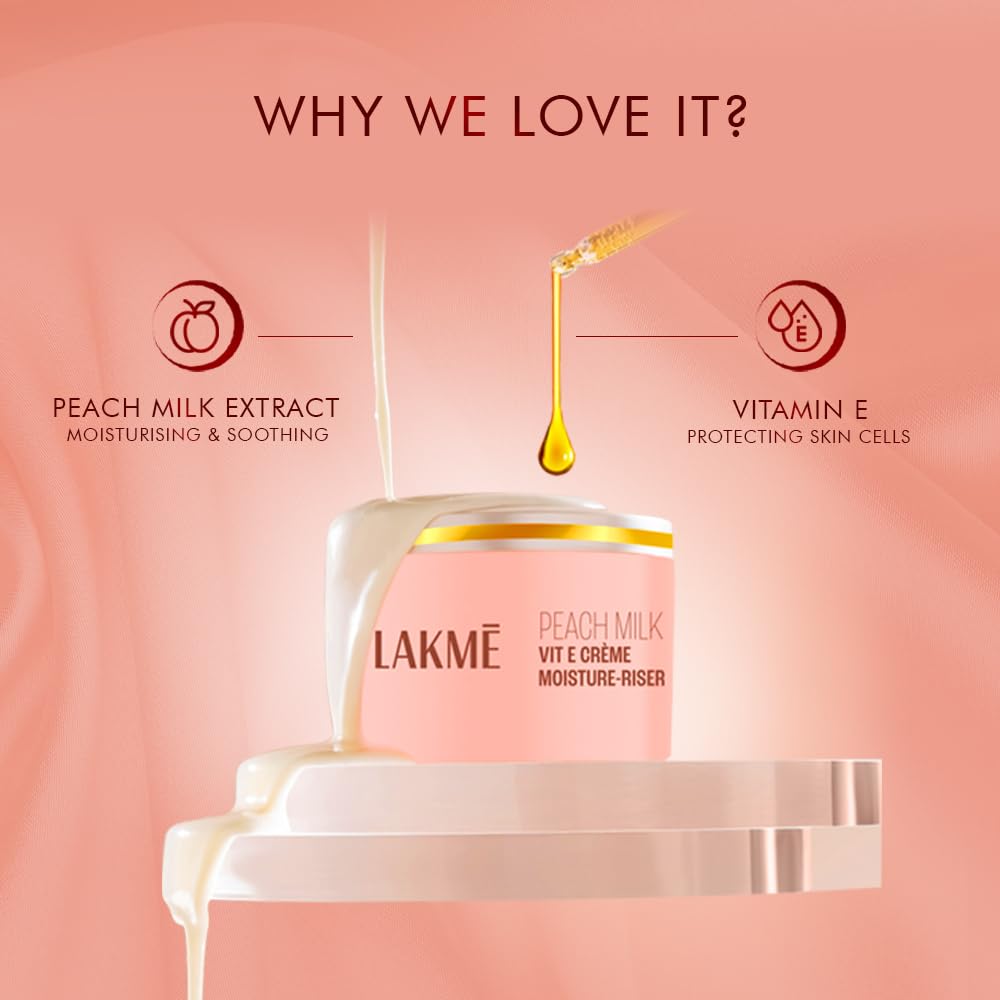 Lakme Skin Perfect Collection Peach Milk Vitamin E Cream Moisturiser 50g. 