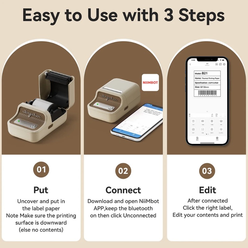 Niimbot Mini Portable Thermal Printer Self-adhesive Label Printer For Stickers Niimbot B21 B1 Label Maker Printer Without Ink. 