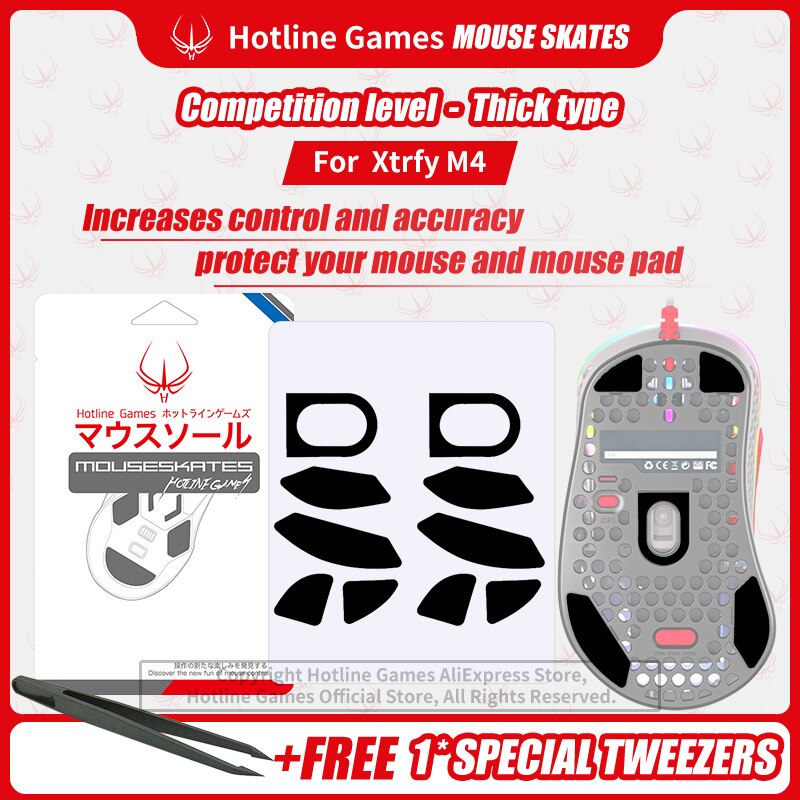 2sets Hotline Games 3.0 Mouse Skates Mouse Feet Replacement for Xtrfy M4 Gaming Mouse,Smooth,Durable,Glide Feet Pads