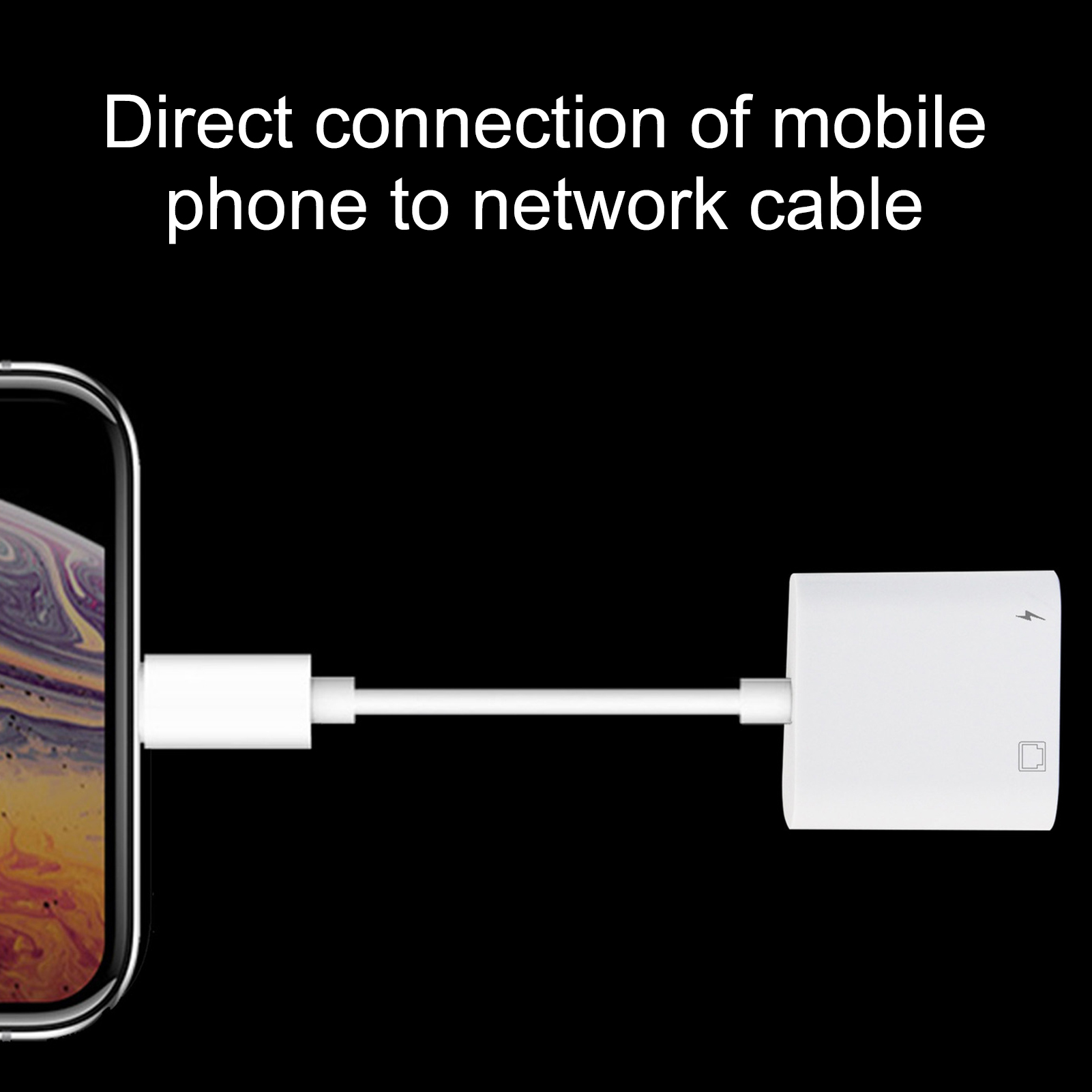 Portable Durable 8Pin to RJ45 ABS Plug Play Ethernet Converter Adapter for Apple Mobile Phone. 