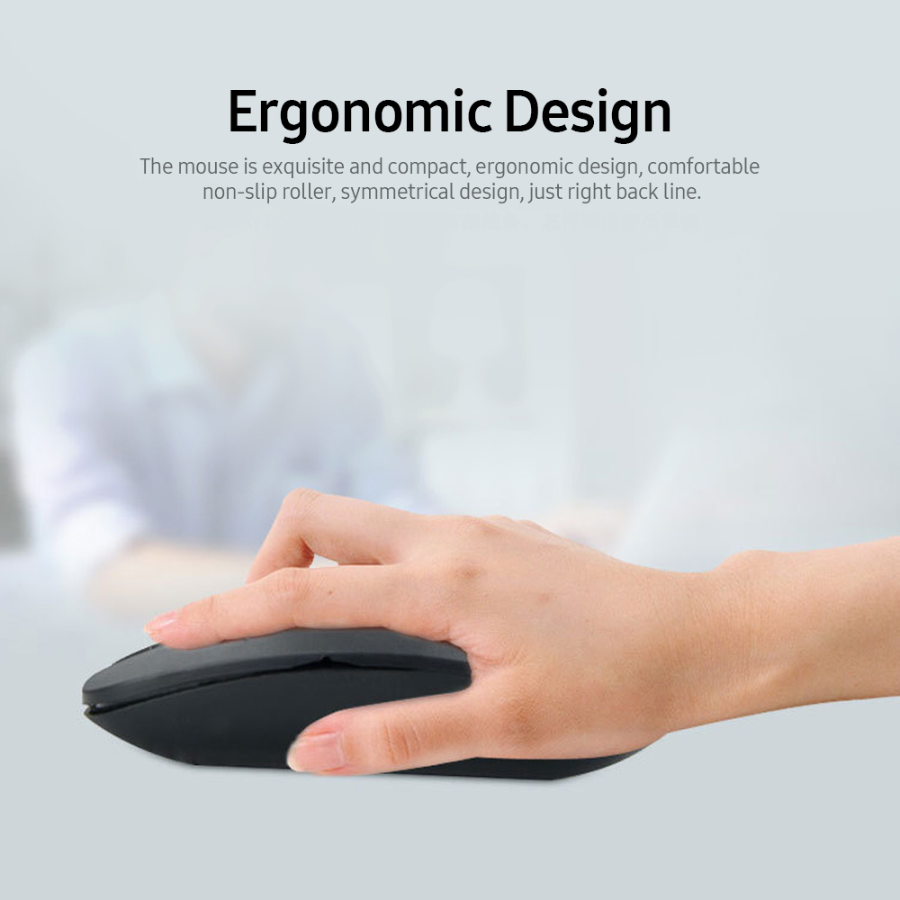 HXSJ  Keyboard Mouse Combo 2.4GHz  Keyboard 1200DPI Optical Mouse for Home Office Use Share 1 USB Receiver, Black. 