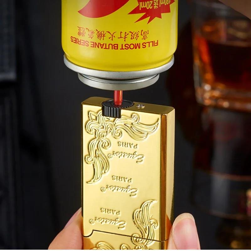 2024 Ping Sound Metal Lighter Turbo Jet Cigarette Lighters Torch Windproof Gas Inflatable Butane Straight Flame Lighter Men Gift. 