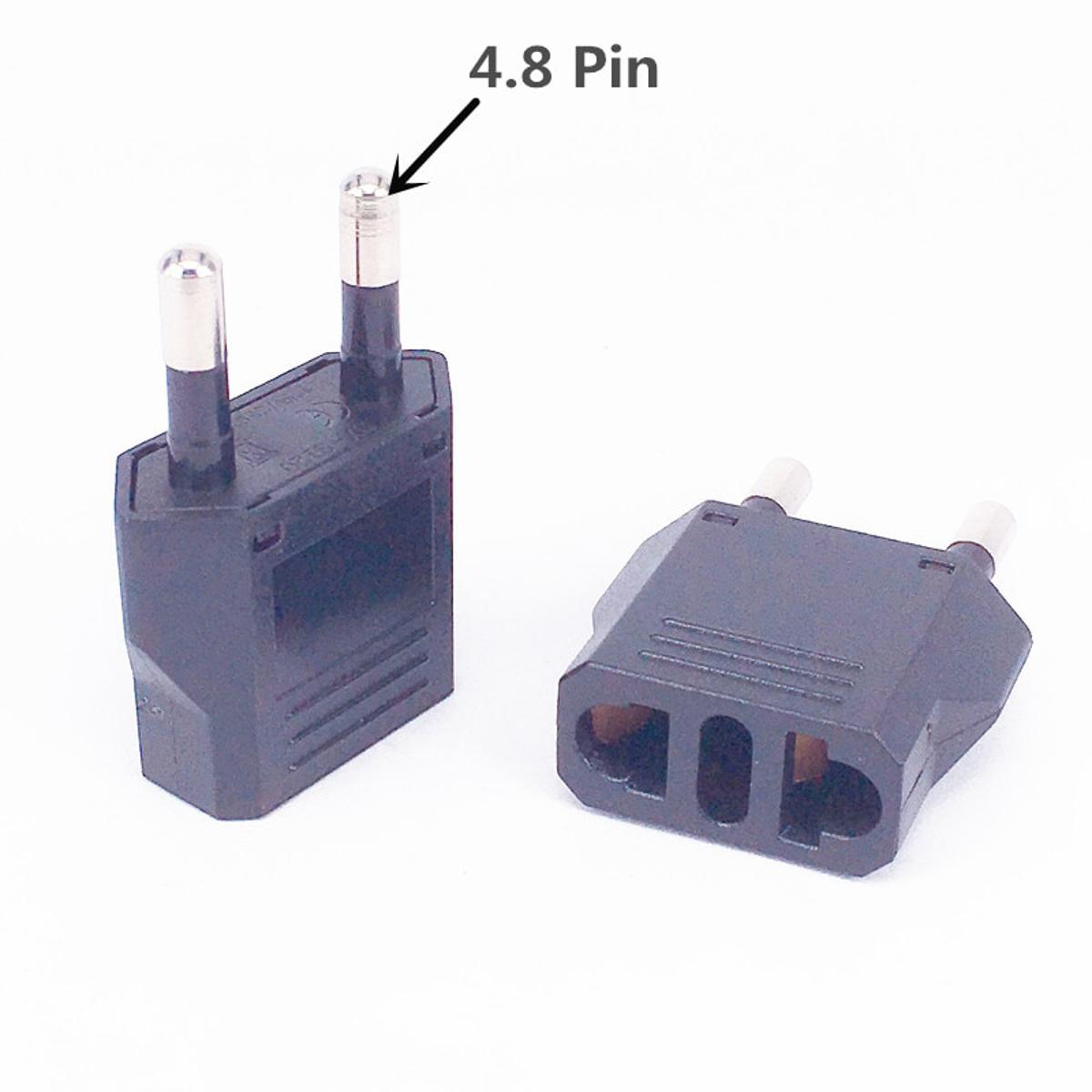 2PCS EU Euro Travel adapter,China Chinese US to EU Plug 4.8mm Jack Power Adapter Plug,IEC Type C Travel Adapter