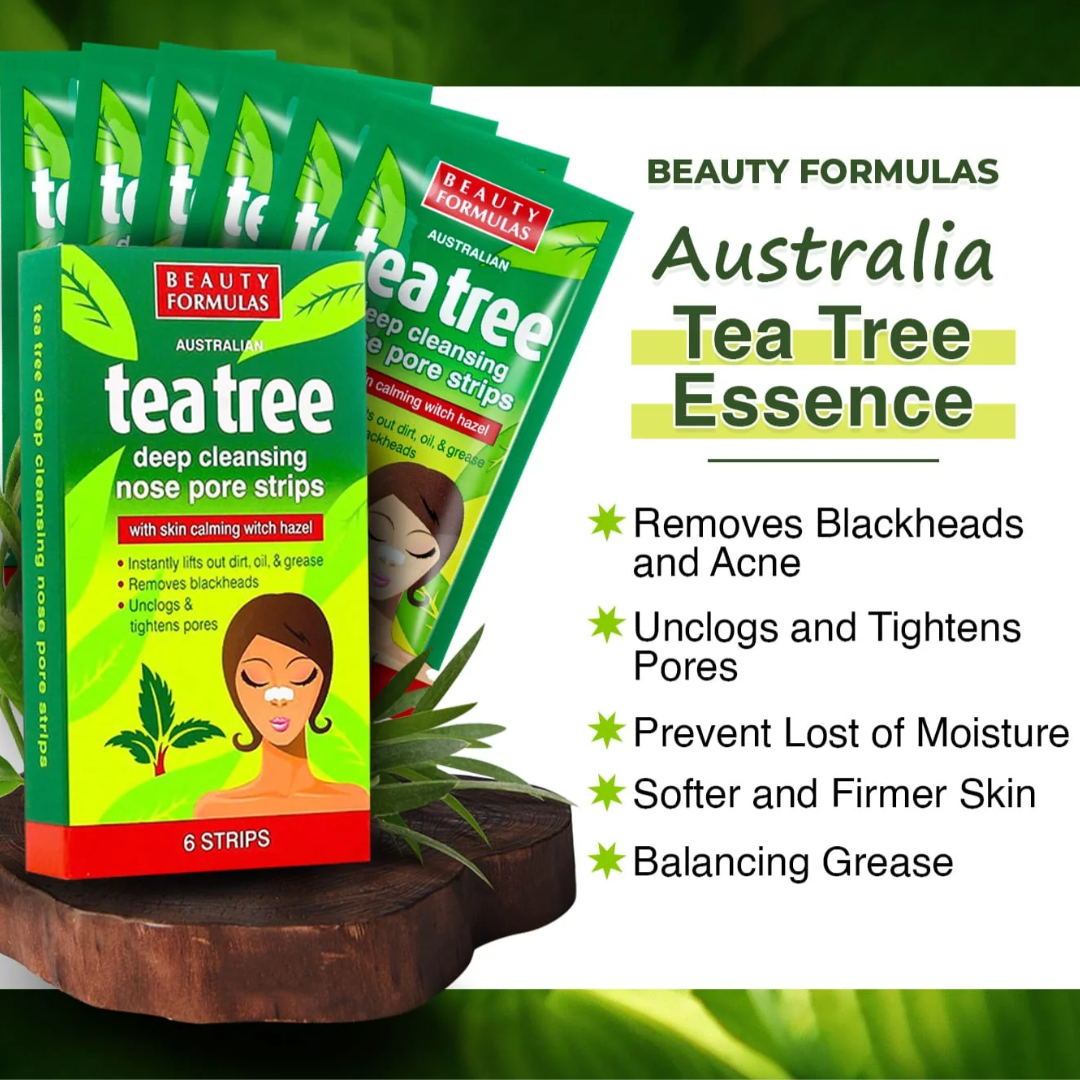 Beauty Formulas Tea Tree Deep Cleansing Nose Pore Strip - 6 Pieces. 