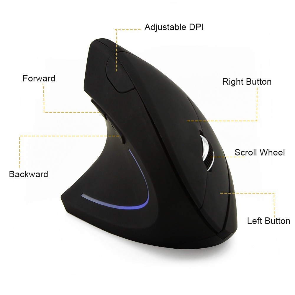 CHYI Left Handed Wireless Vertical Mouse Left Hand Ergonomic Rechargeable Optical Usb Mause 6 Button PC Gaming Mice For Laptop. 
