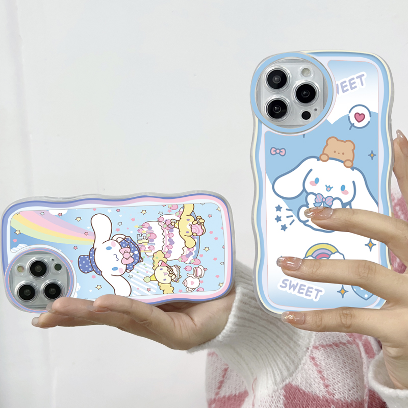 BILI for Tecno Spark 10 / Spark 10C Back Cover With Free Ring Holder Cute Cinnamoroll Soft Transparent Colorful Wavy Phone Cases. 