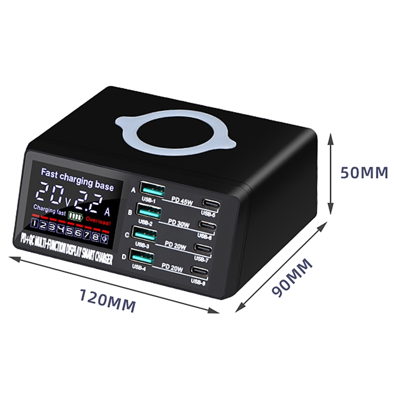 X9D 110W Multi-ports Smart Charger Station + Wireless Charger AC100-240V, US Plug. 