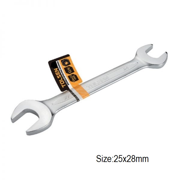TOLSEN 25 X 28mm Double Open End Spanner Wrench Cr-V Chrome plated, stain finish Model: 15061