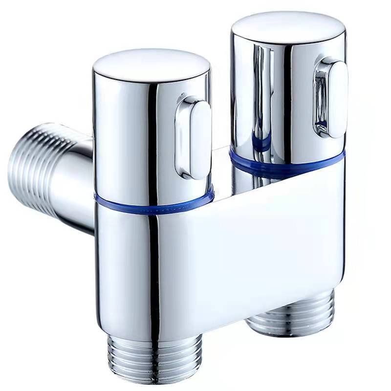 （New）1Pc G1/2 Zinc Alloy Three-way Filling angle Valve wall mount One Into Two Out water Cleaning prayer bathroom Acceorie. 