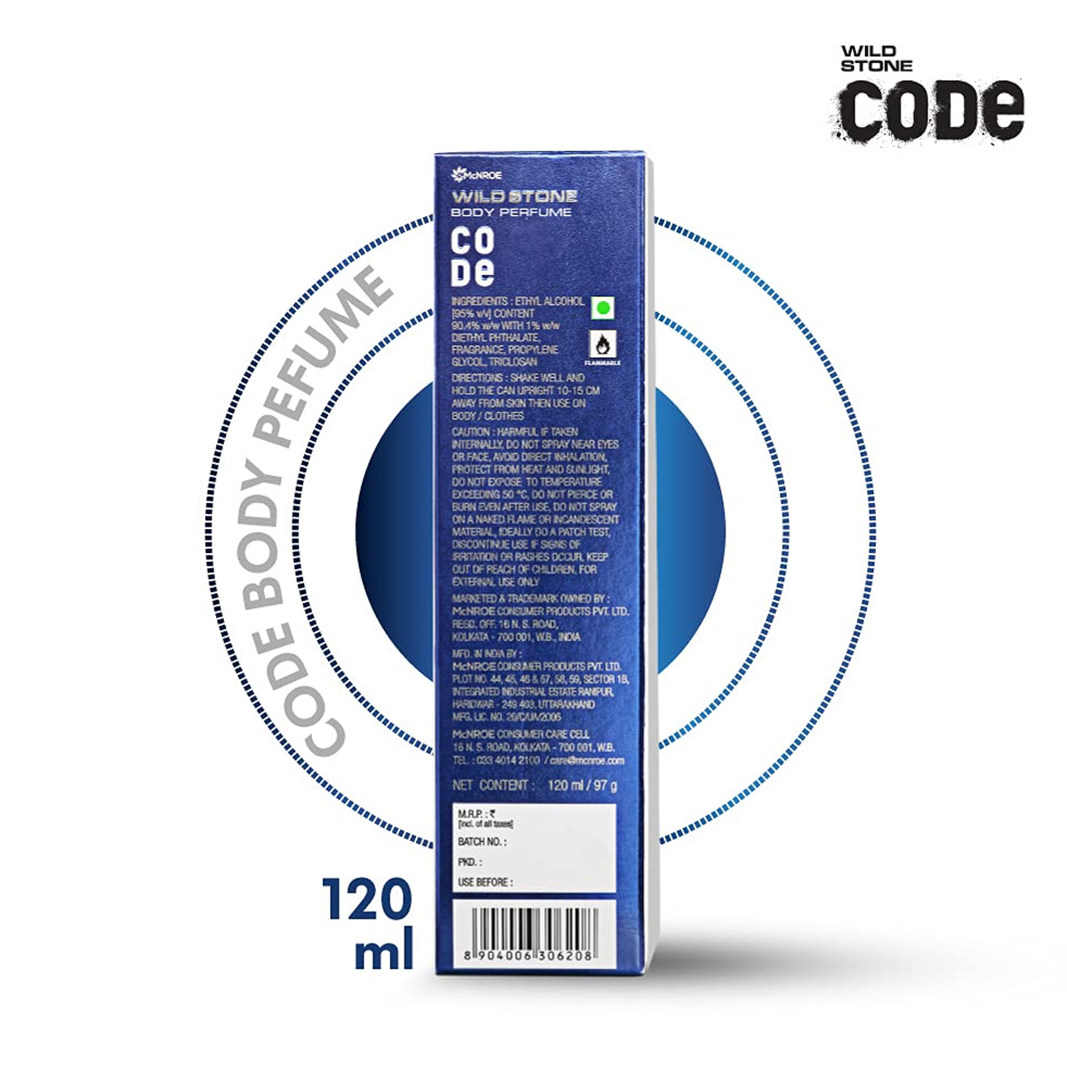 Wild Stone - Code Titanium No Gas Body Perfume For Men, Long Lasting Intense Fragrance - 120ml. 