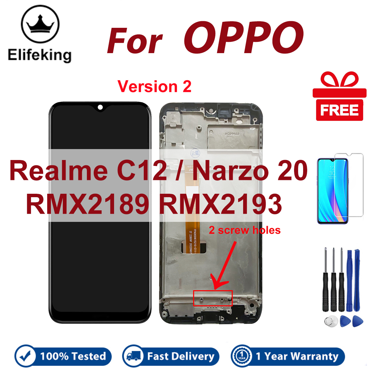 LCD With Frame For OPPO Realme C12 Vision 2 Narzo 20 RMX2193 Display Touch Screen Digitizer Assembly Replacement Parts