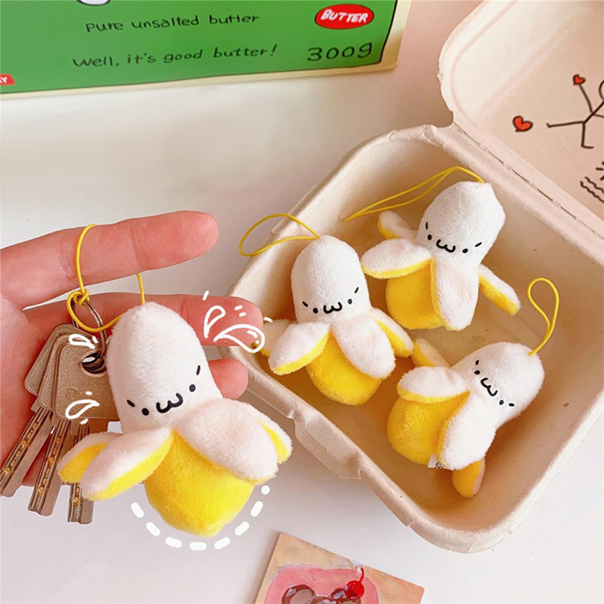 Cartoon plush banana keychain banana pendant doll key chain bag