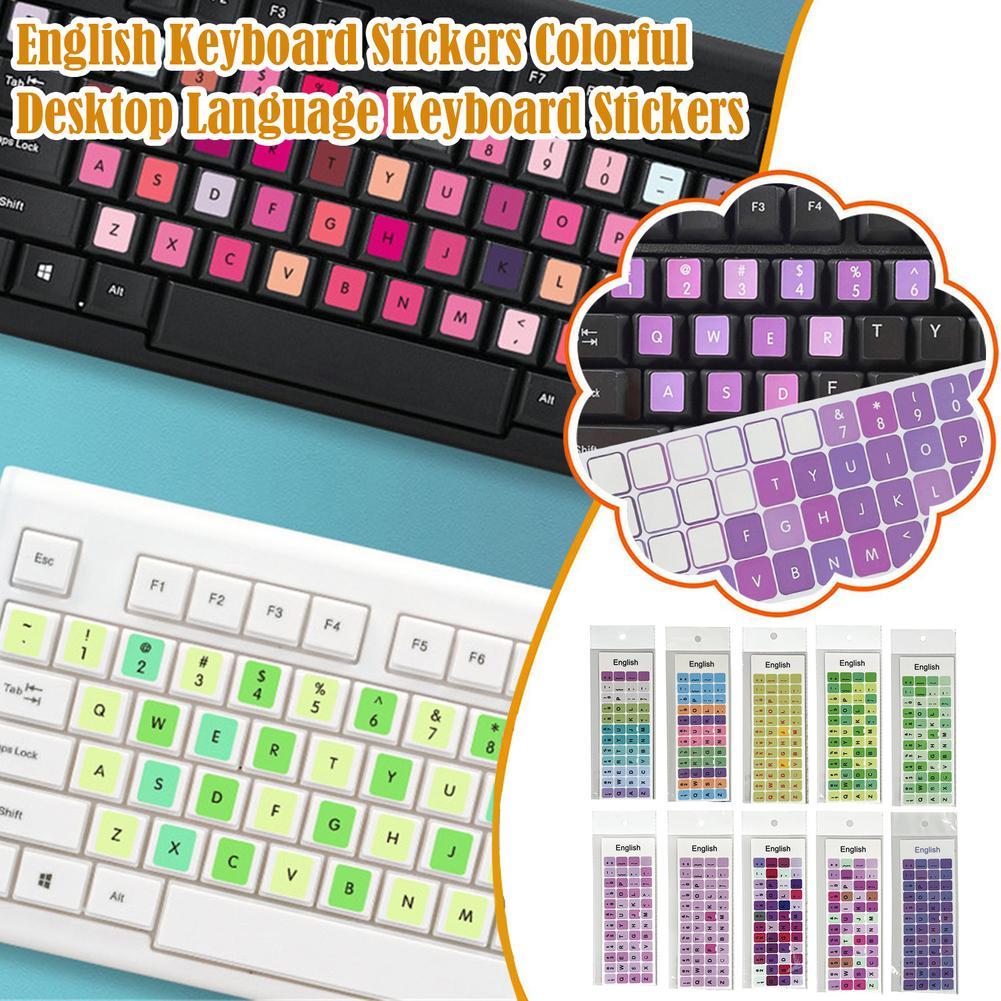 Notebook English Keyboard Sticker Macaron Color Button Sticker For Laptops Desktop Computer Sticker Scrub Repair Film S9Z3. 