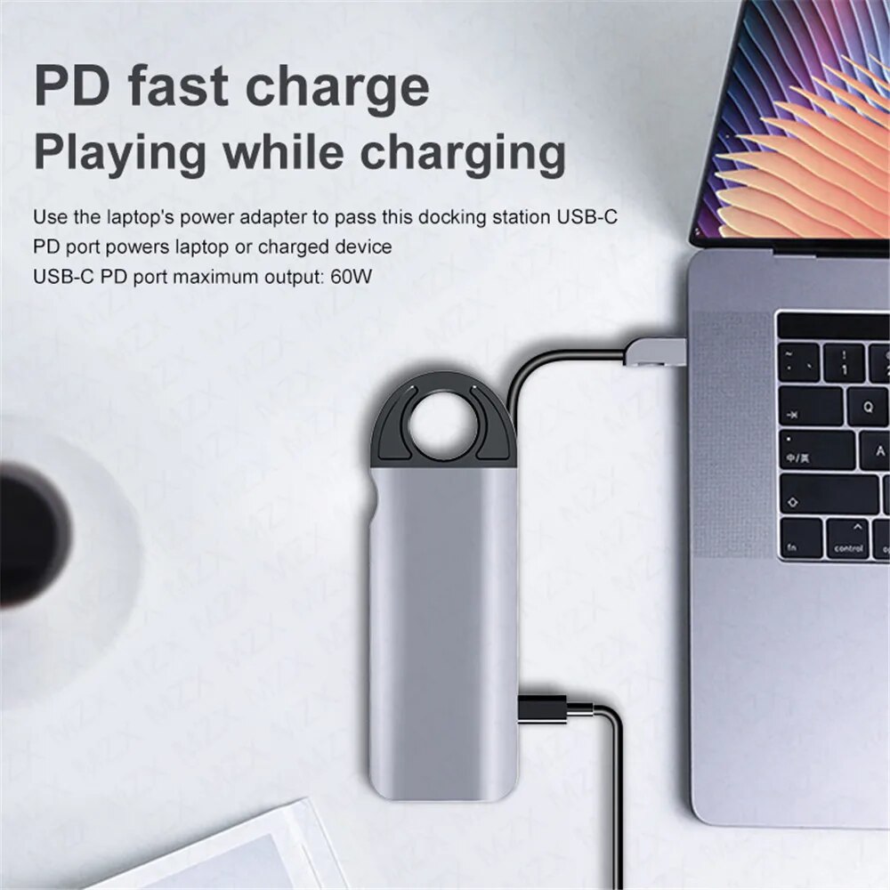 MZX 10 in 1 Docking Station 1000M RJ45 USB Hub Tipo C Type A Extension Dock To HDMI VGA Ethernet for Macbook Laptop Notebook PC. 