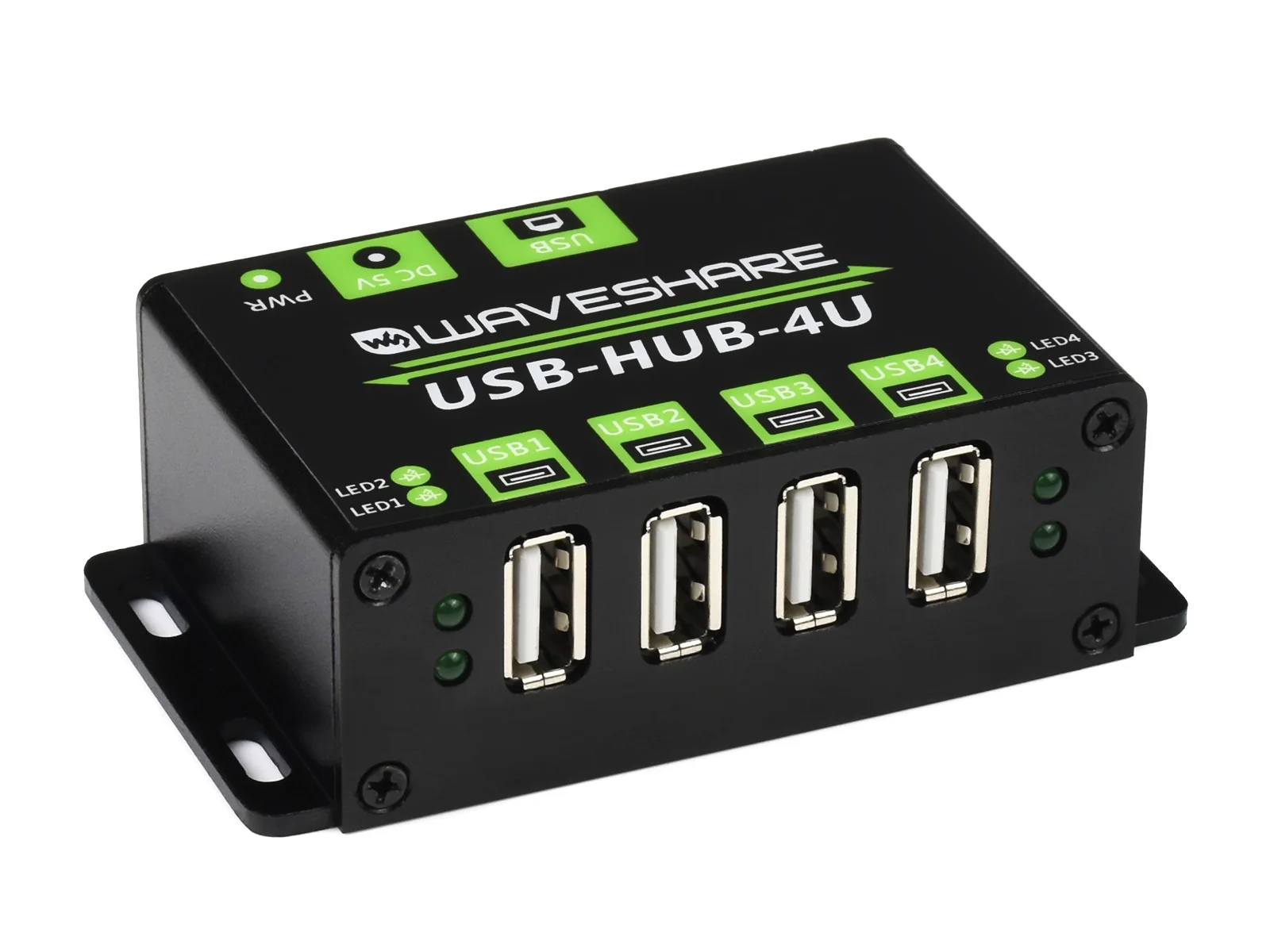 Waveshare Industrial Grade USB HUB, Extending 4x USB 2.0 Ports adopt MTT technology, allows stable and smooth 4x USB connections. 