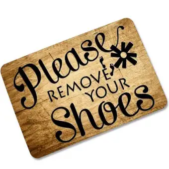 Please Remove Your Shoes Doormat Rubber Indoor Outdoor Home Floor