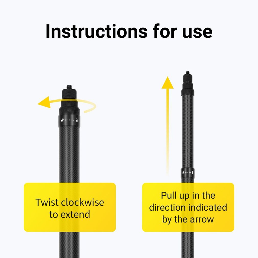 1.5/3 Meter Ultra-long Carbon Fiber Invisible Selfie Stick For Insta360 One X2 / R / X Lightweight Adjustable Selfie Stick. 