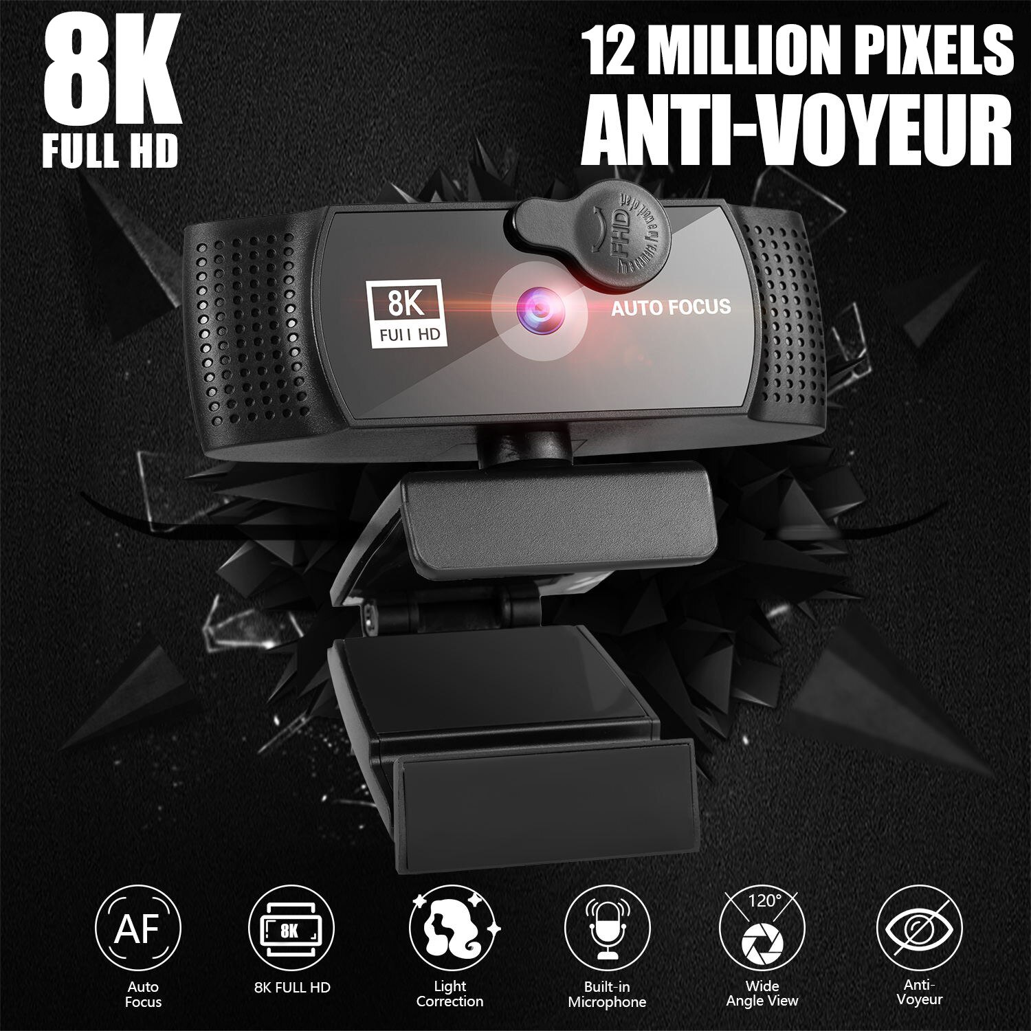 HXSJ 8K Webcam 4K 1080P Full HD Web Camera Auto Focus With Microphone USB Plug Web Cam For PC Computer Laptop Video Mini Camera. 