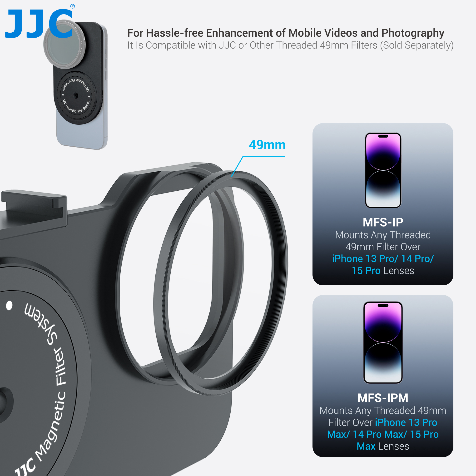 JJC Magnetic Lens Filter Kit for iPhone 15 14 13 Pro/Pro Max MagSafe phone case filter Soft Lens Hood Anti Glass Reflection. 