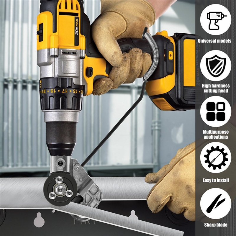 1 Metal Sheet Cutter Sawing Machines Kit Cutting Tool Fast Cutting Plate Punch Drill Attachment. 