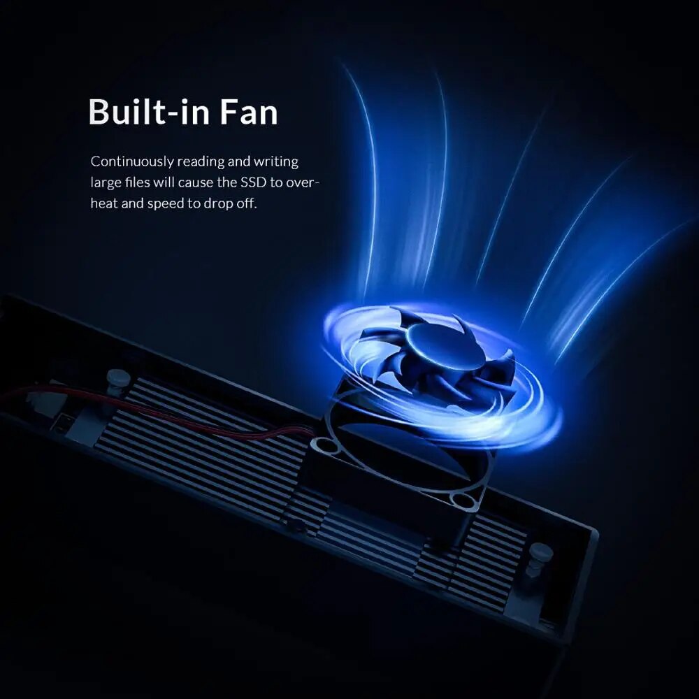 ORICO LSDT 20Gbps M.2 NVME SSD Case with Built-in Cooling Fan Type-C M2 NVME SSD Enclosure For M.2 NVME 2230 2242 2260 2280 SSD. 